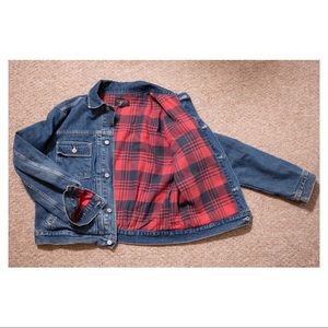 RRL Ralph Lauren Flannel Lined Buckle Back Vintage Denim Jacket Men's Size L